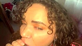 Curly-Haired Nympho Takes Intense Facial