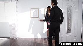 I was seduced by the flight attendant in uniform, she licked my shaved cock