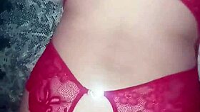 Red hair beauty in lingerie with milk fetish
