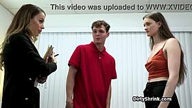 Tall brunette gets shared by amateur couple with milf doctor