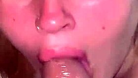 She Deepthroats and Swallows Cum
