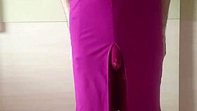 Sexy Babe In Burgundy Lingerie Gets Cum!