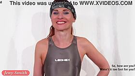 Stay home interactive with Jeny Smith in a swimsuit