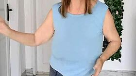 Busty Braless GILF MariaOlds Shows Off Sporty Strip Dancing Moves