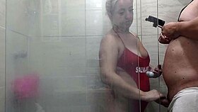 Big ass neighbor gets bareback cock in bathroom