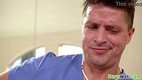 Jay romero and adira allure, busty blonde milf, indulge in wet nuru massage, then return the favor with passionate touches.