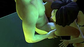 aunt cass from big hero 6 sucks dick on her knees in sexy outfit