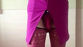 Sexy Babe In Burgundy Lingerie Gets Cum!