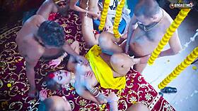 Married Indian wife gets dominated in group bang scene