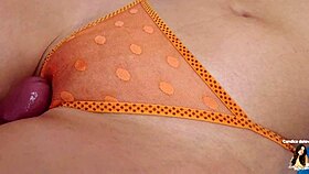 Panty rubbing leads to creamy cum