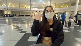 Hot Latina couple having risky sex on public beach and bus with huge double cumshot