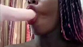 Pretty teenager Jhodez1.18 sucks and spits on a dildo