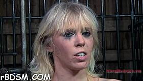i love how my restrained bondman gets lusty castigation on her tight naughty pussy
