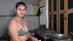 Chopping veggies turns into kitchen sex with monster cock pounding hard