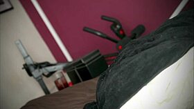 Curved Cock Plunges Deep Into Tight Black Toy For Massive Cumshot!