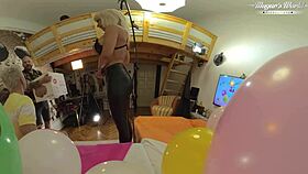 Blonde bombshell Tiffany Rousso's birthday threesome with MILFs
