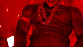 Hallelujah Johnson worships a huge black hairy cock, masturbating passionately