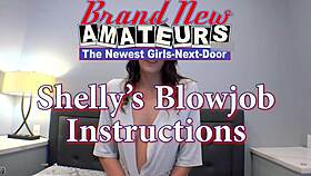 Skinny brunette gets a facial while giving a blowjob