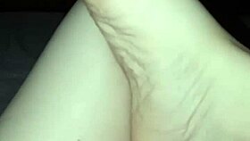 in the dark, this slutty barefoot babe gets her feet worshipped and licked all over