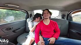 skinny and petite 18+ girl gets fucked by a big cock inside the uber, feeling so emotional and wet