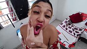 My older mexican stepsister happy to see my small 18+ cock again 😏