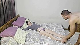 I punish her feet, slap her ass, gag her mouth, and fuck her tight vagina hard with my cock