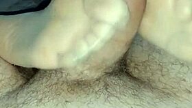 Tan Stockings Tease In Homemade Footjob Session