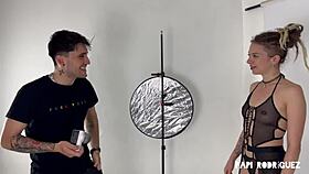 Italian girl Eva Fay visits the studio for an interview