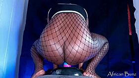 Ebony bunny with huge butt plug twerks and rides big dicks collection in the bedroom - africanbunz