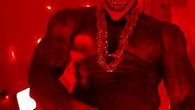 Hallelujah Johnson worships a huge black hairy cock, masturbating passionately