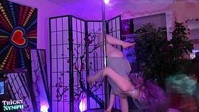 Sexy Fingering And Pole Dancing On Webcam With Nympho Emo
