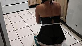 Petite amateur MILF serves as a kinky anal slave