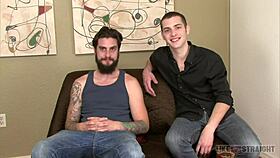 Straight hipster has sex and gets a creampie with a twink