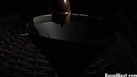 Two men in silk underwear having sex for their mistress
