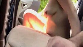 Big tits homemade brunette gets fucked in a car
