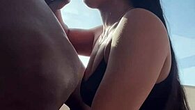 Cute ebony girl licks big cock for first time 😘