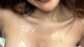 i fuck my big tits with dildo