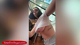 i'm a petite 18+ stylist, went topless for haircut, now riding dildo hard