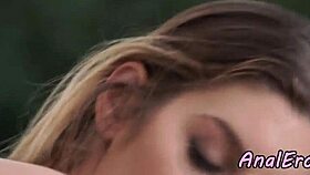 eurobabe gets assfucked outdoors by lover.