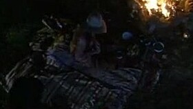 Brooke Ballentyne fucks the ranch hand by the fireside, what a hot outdoor session!