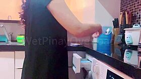 First-time POV video: Wetpinay in school uniform, arousing daddy