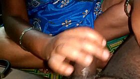 Beautiful girlfriend gives a good hand job to her boyfriend’s big cock