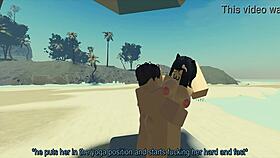 fucking my roblox catgirl on the beach with creampie