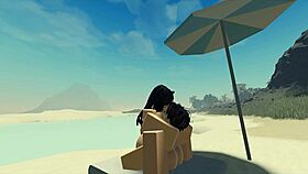 fucking my roblox catgirl on the beach with creampie