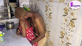 Rough kitchen banging with a petite 18+ ebony in homemade African clip