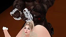 Blonde girl teases with anal sex with black guy