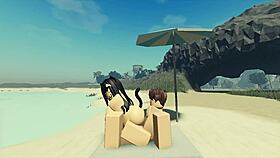 fucking my roblox catgirl on the beach with creampie