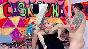 Tattooed tatas and muff diving action with Patricinha