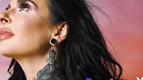 Brunette MILF Joanna Angel strips down to her tattoos