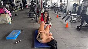 My trans trainer makes me squat naked and touches my ass and tits - May Hernandez